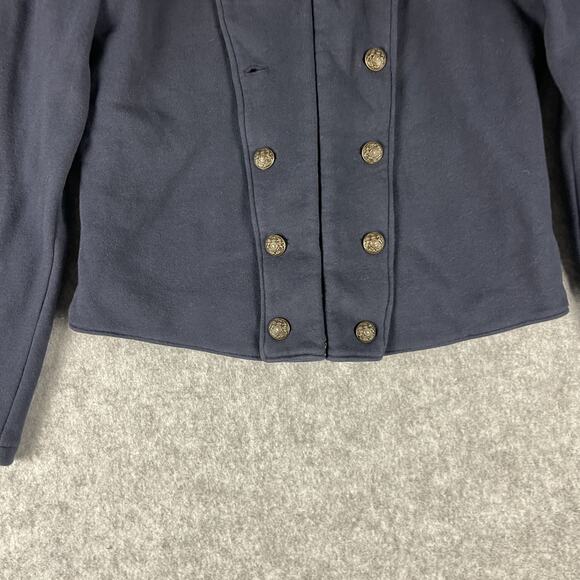Polo Ralph Lauren French Terry Military Jacket Girls Large 12/14 Blue Preppy - Picture 3 of 16